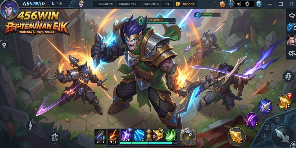 Tangkapan layar utama 456WIN menunjukkan aksi pertempuran MOBA yang intens.