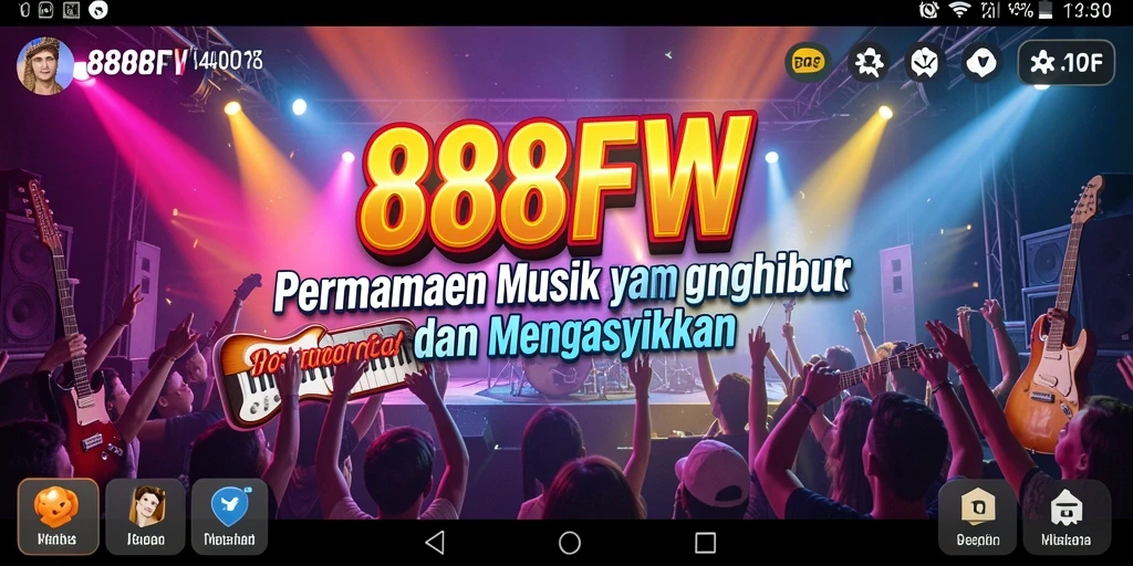 Tampilan gameplay 888FW dengan berbagai instrumen dan lagu.