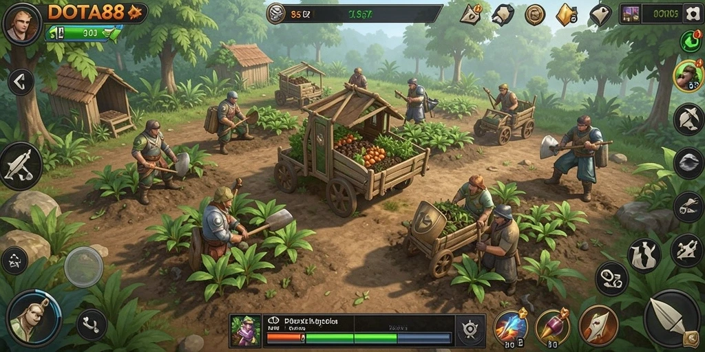 Tampilan gameplay seru DOTA88 dalam bertani dan merawat tanaman.