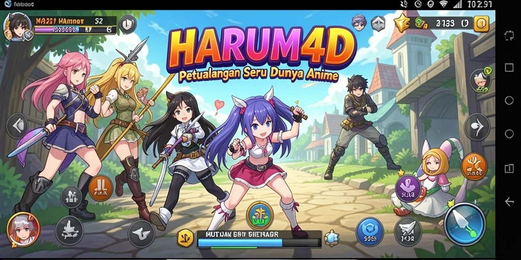 Tampilan gameplay seru di dunia anime yang penuh warna.