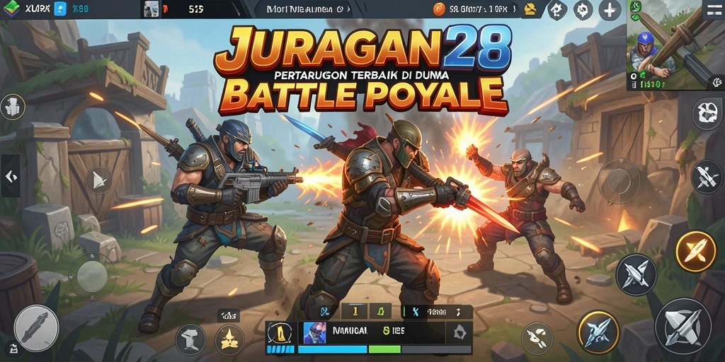 Tampilan seru pertarungan dalam JURAGAN28 di arena Battle Royale.