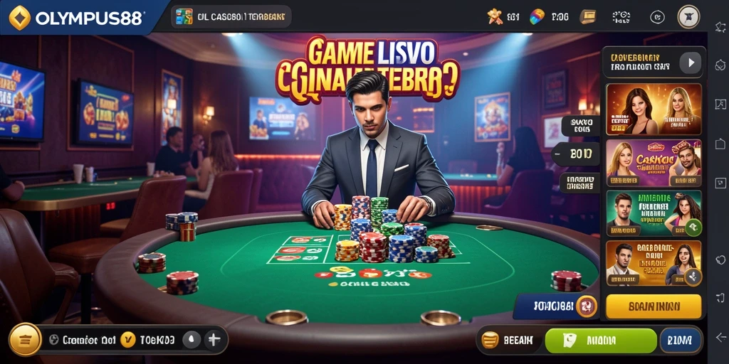 Screenshot gameplay OLYMPUS88 menampilkan suasana kasino yang hidup.