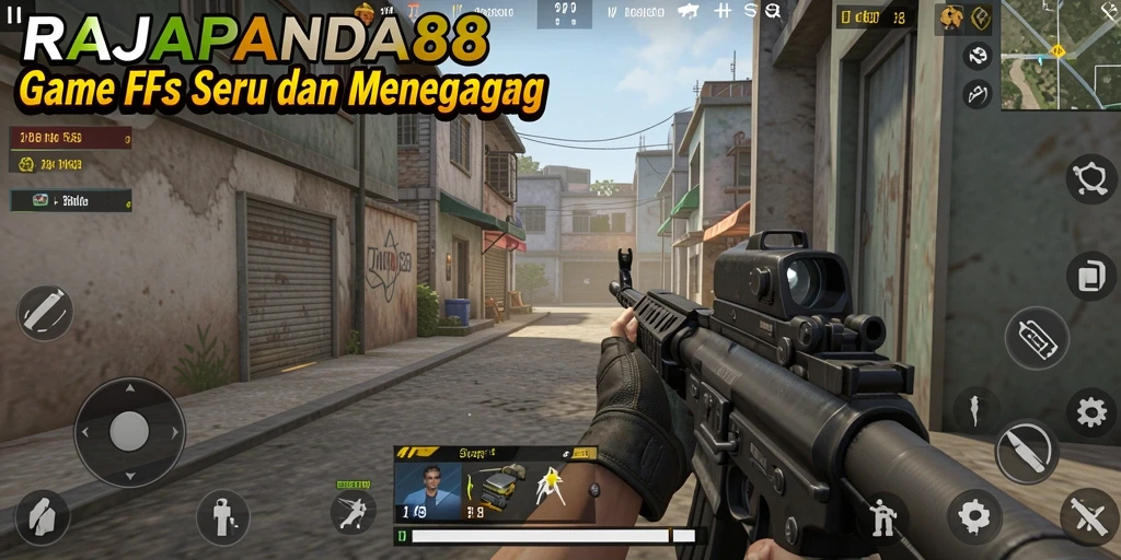 Gameplay intens RAJAPANDA88 menampilkan aksi FPS yang seru.