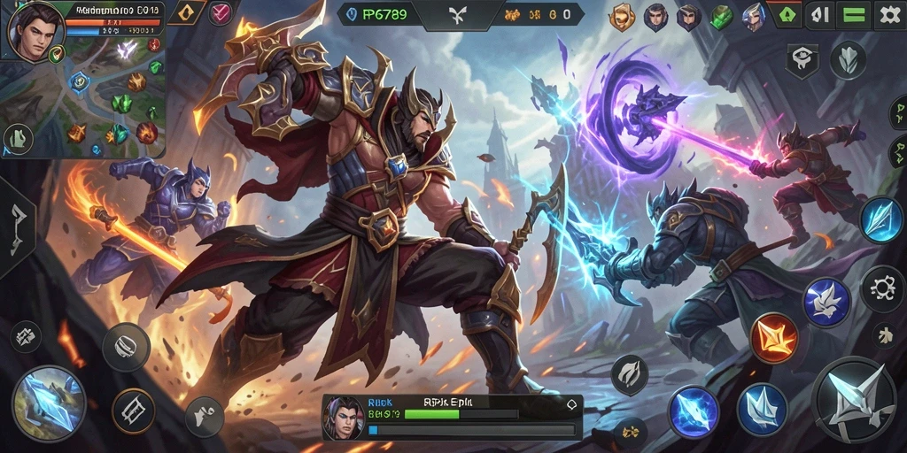 Screenshot menunjukkan gameplay seru dalam pertarungan MOBA RP6789.