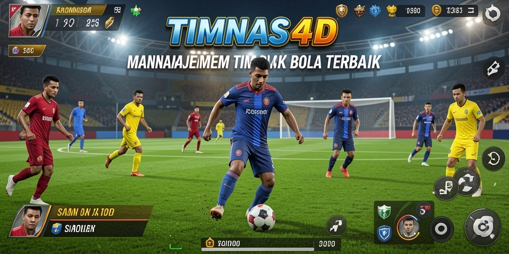 Screenshot gameplay TIMNAS4D menampilkan aksi seru dalam manajemen tim sepak bola.